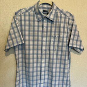 Men's Fish Hippie Short Sleeved Button Up Plaid Shirt